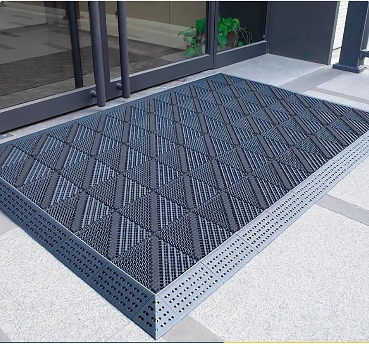 Buitendeurmat - Entree tapijt - Vuil buiten houden - Antislip rubber - 75x120 cm - Grijs