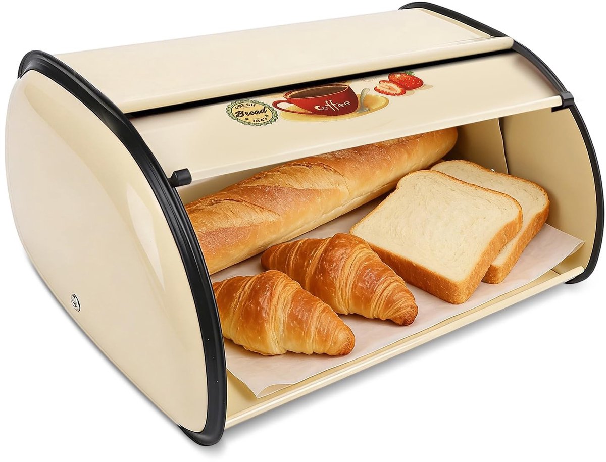 Broodopslagcontainer voor vintage keukenaanrecht met roldeksel