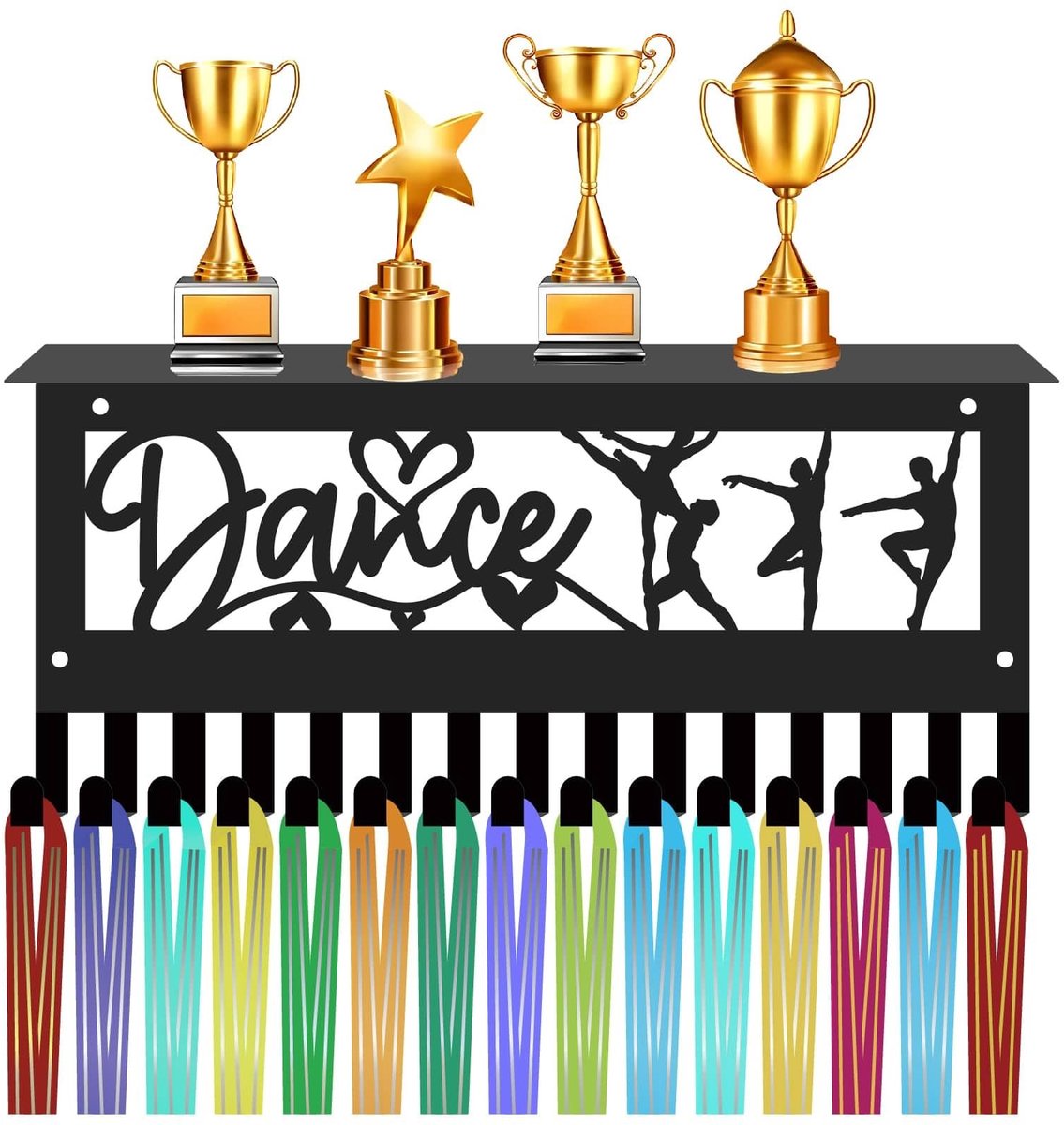 OmGoods - Dailygoody - Dansmedaillehanger - Medaillehouder met Display - IJzeren Wandmontage - Trofeeën Organizer voor meer dan 70 Medailles - Geschikt voor Dan...