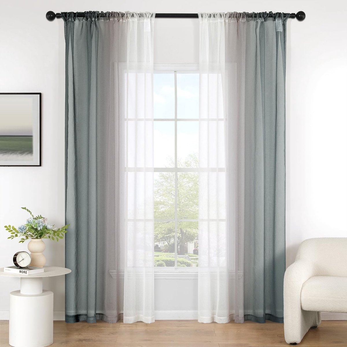 OmGoods - Dailygoody - Gordijn - Raamdecoratie - Moderne uitstraling - Grijs - Tweekleurig gordijn - Lichtfilterend - Geschikt voor woonkamer - 140 x 245 cm