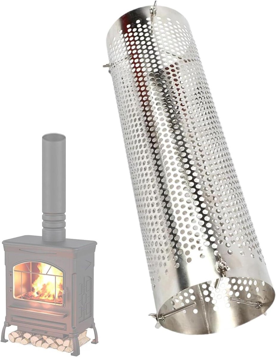 Schoorsteenpijp Set - Buitenpijp Houtkachel - Veilig Buiten Koken - Vonkenvanger Ontwerp - 6-10cm Diameter - Zilver