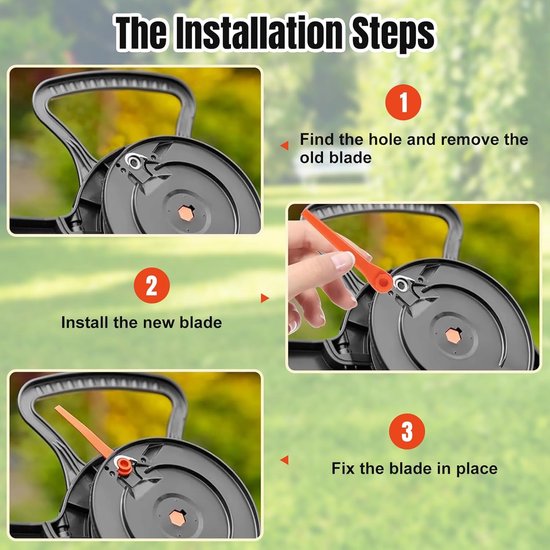 Sander Shop 100 stuks kunststof messen, compatibel met grastrimmer Gardena EasyCut 23/18V, SmallCut 23/18V, ComfortCut 23/18V, reservemessen RotorCut voor Gardena grastrimmer en accutrimmer van sander-shop — afbeelding 2