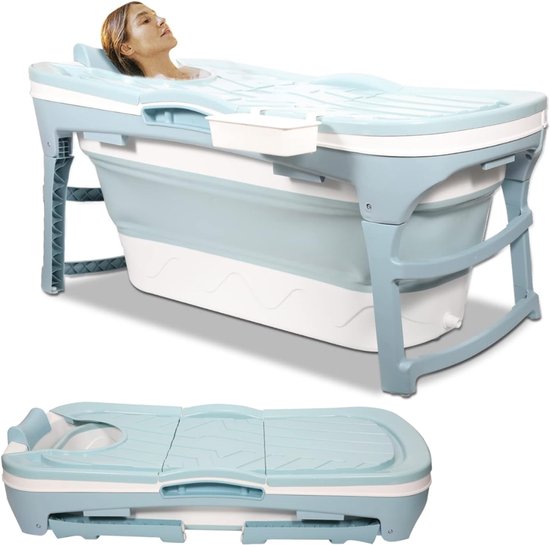 Florixa® Inklapbaar Bad - Bath Bucket - Inklapbaar Krukje - Zitbad - Opvouwbaar Bad - Lichtblauw - 118cm x 60cm x 50cm; 200 kg