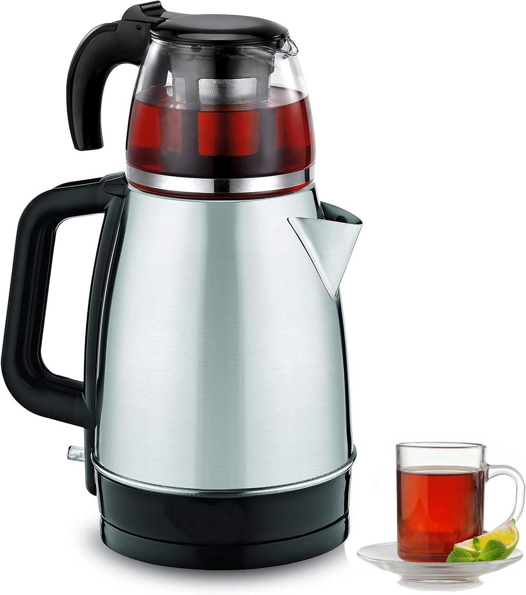 Theemaker Waterkoker - Theepot Ketel - Snel Thee Zetten - 2-in-1 Functionaliteit - 1.7 Liter - Roestvrij Staal