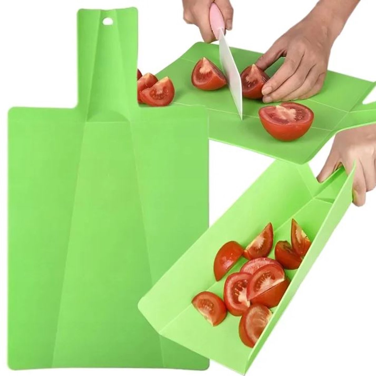 2x Snijplank vouwbaar - Flexibel - Kunststof - Vouwbare keukenplank - Restjes weggooien - Cutting board - Hakplank - Met handgreep - 38x21 cm - Keuken accessoire - Opvouwbare snijplank - Jonyx