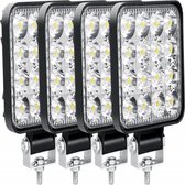 GELLDG 4 Stuks Autovoorlichten - Vierkante LED Werklampen - 12V 48W - Geschikt voor Offroad Voertuigen SUV 4x4 Tractor - Kunststof Behuizing - Incl. Montagemateriaal