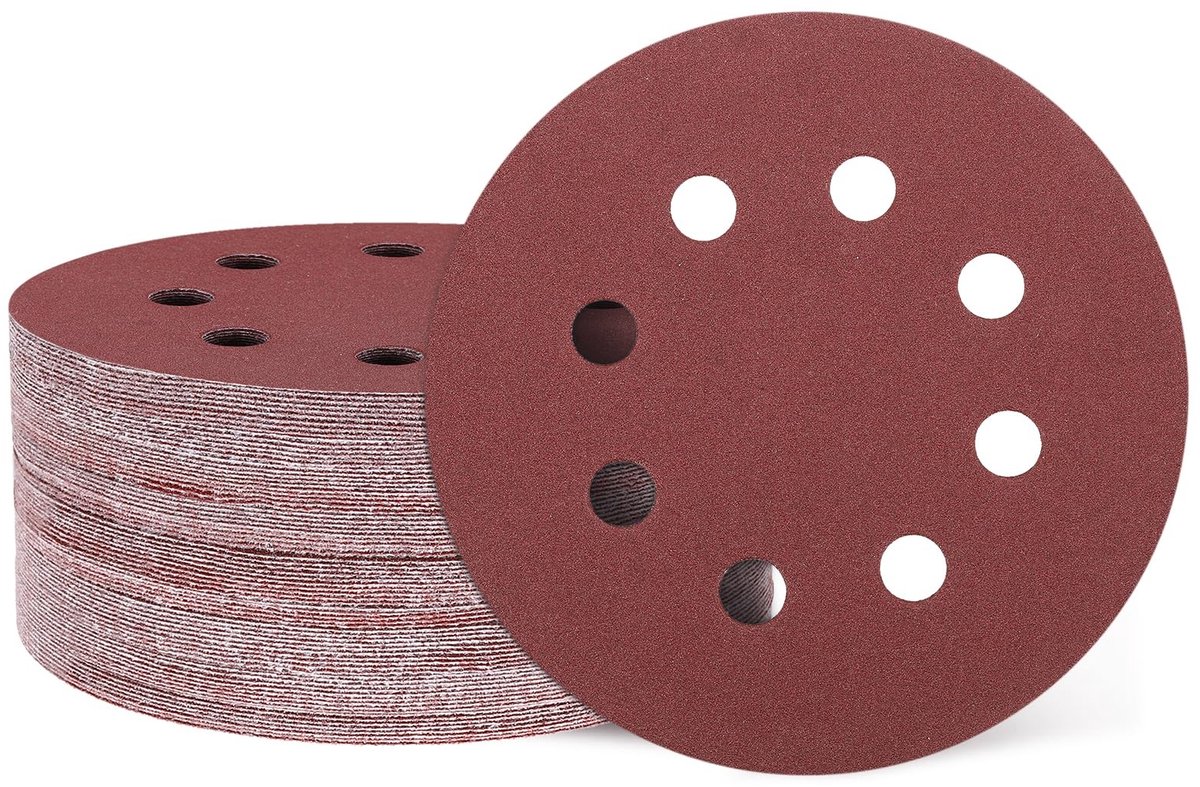 QUARKZMAN Schuurdiscs 125 mm - 50 Stuks, 8 Gaten, Korrelgrootte 180 voor Schuurmachines