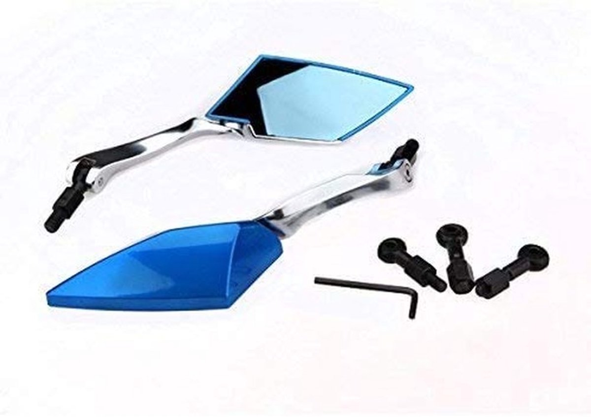 GOZAR Motorfiets Achteruitkijkspiegels - Universele Montage - Blauw voor Yamaha/Honda/Suzuki/Kawasaki