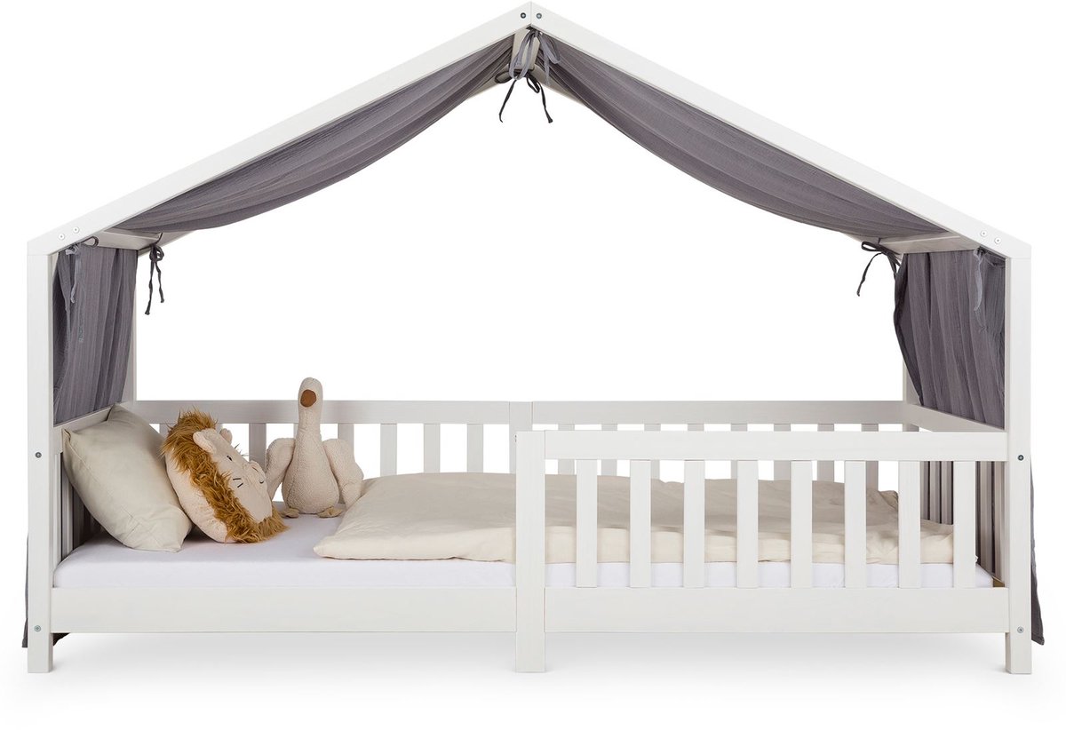 Huishoudhemel LIAN in grijs -hemel van 100% katoen, mousseline met twee lagen, bedgordijn voor huisbedden, decoratie voor huisbedden - Hoofdafbeelding Ambience