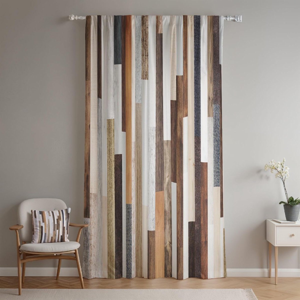 Houten Gordijn - Verticale Jaloezie - Privacy Creëren - Natuurlijke Look - 107x215 cm - Bruin