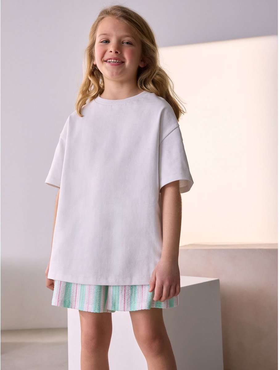 Next - Meisjes - Ruimvallend T-shirt van zware stof - Wit