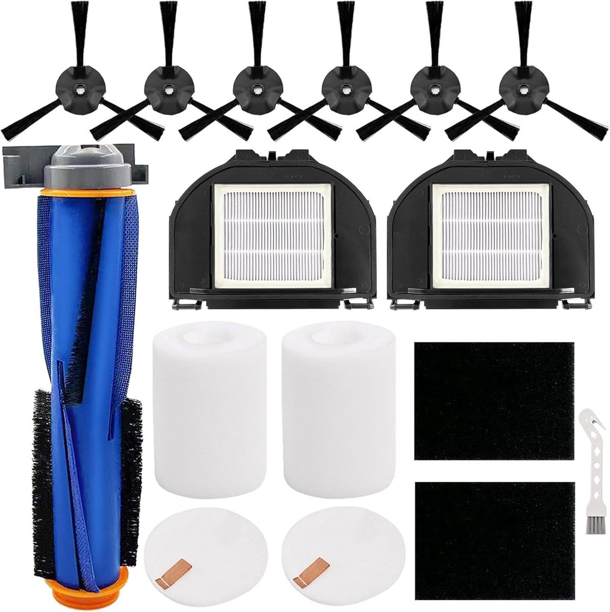 14stuks - Vervangingsset voor stofzuiger - geschikt voor Shark AV2310AE RV2310AE RV2320S UR2350AE - Accessoires - 1 Hoofdborstel - 6 Zijborstel - 2 Filter - 2 Zwarte katoen - 2 Witte katoen - 1 Zwanenhalsborstel
