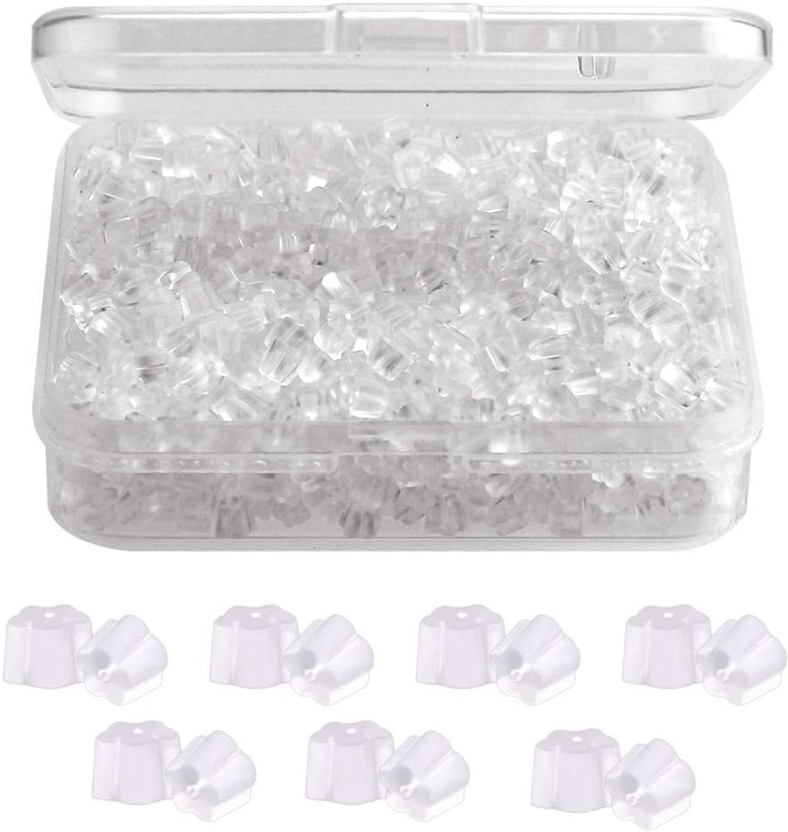 Siliconen Oorbellen Achterkant 4mm Bloemvormige Veiligheidsclips - 1200 Stuks voor Oorbellen