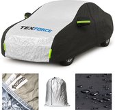 Autohoes Buiten Waterdicht met Hagelbescherming – Autozeil Hatchback 430x180x120 cm – Ademende Autodeken met Rits, Reflectoren en Spanbanden – Incl. Opbergtas