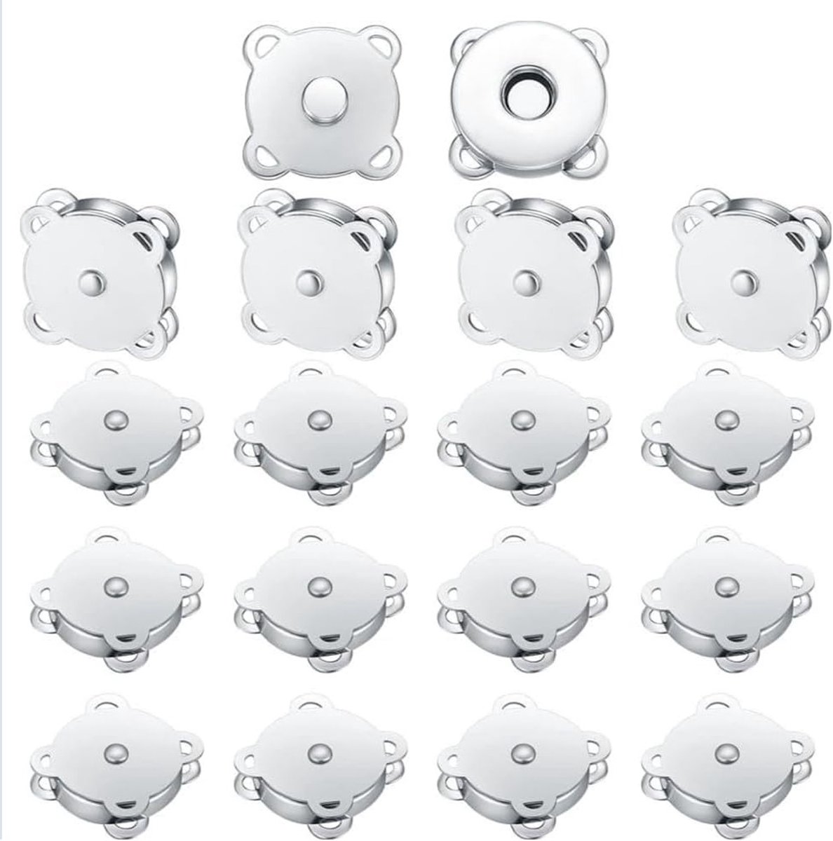 10 Paar Magnetische Knopen 14mm voor Handwerken, Kleding, Naaiwerk, Tassen en Portemonnees (Zilver)