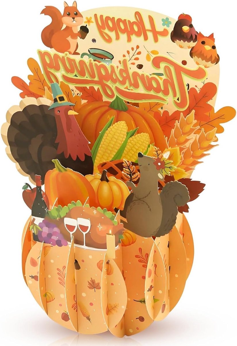 Persoonlijke 3D Thanksgiving Wenskaarten met Envelop, Unieke Herfst Decoratie en Cadeaus voor Feestdagen en Vrienden