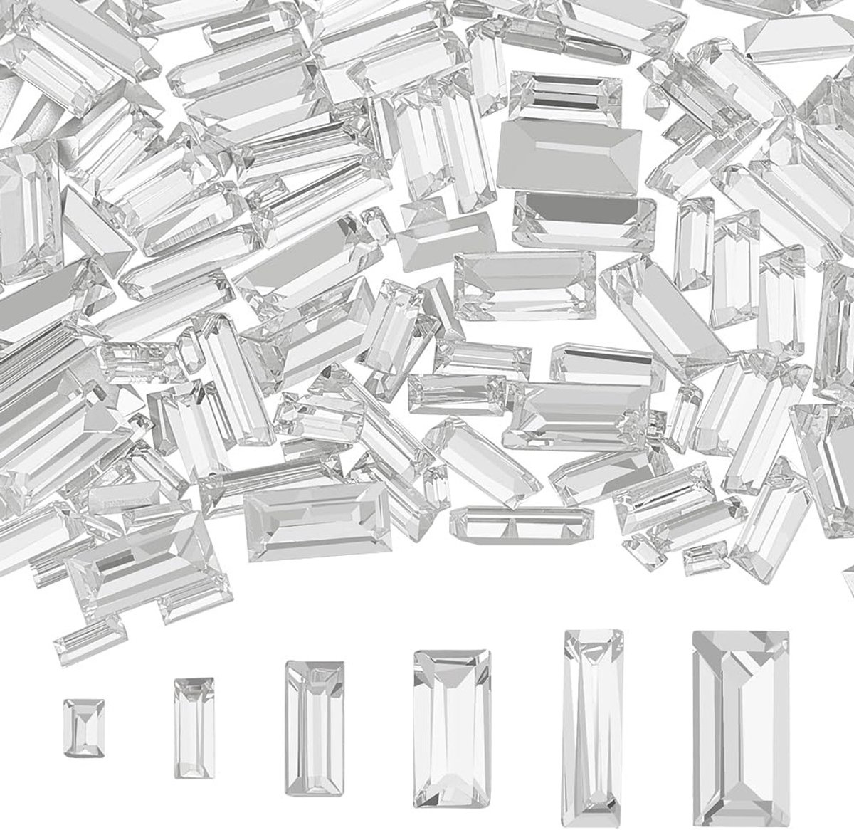 180 Stuks Mini Heldere Puntige Achterkant Rhinestones in 6 Maten - Facetglas Edelstenen voor DIY Sieraden Versieringen met Zilver Geplateerde Achterkant