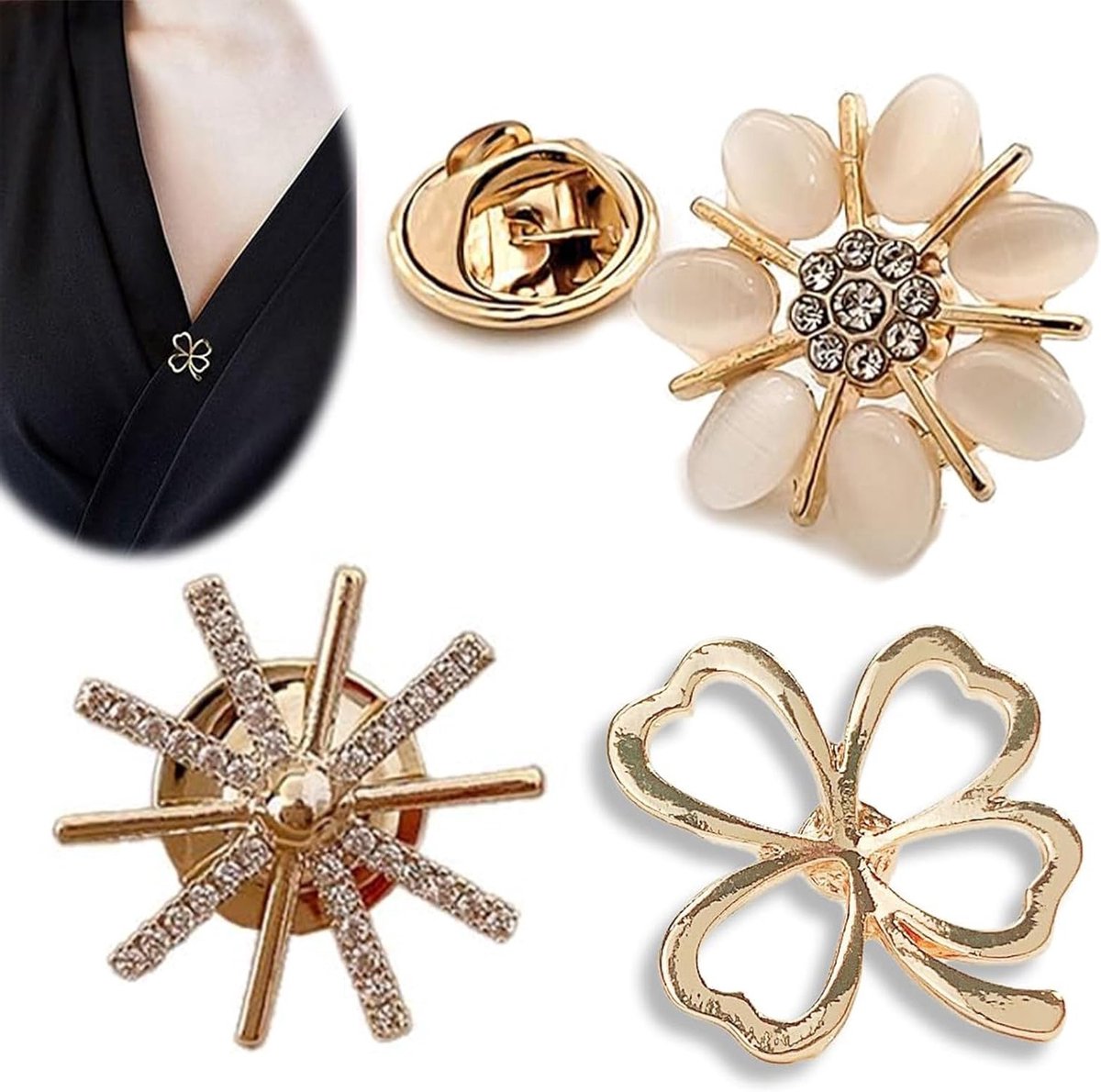Elegante Broches voor Vrouwen (3 Stuks) – Retractable Broche, Solapa Pins, Cardigan Clips voor Bruidsmode en Feestoutfits
