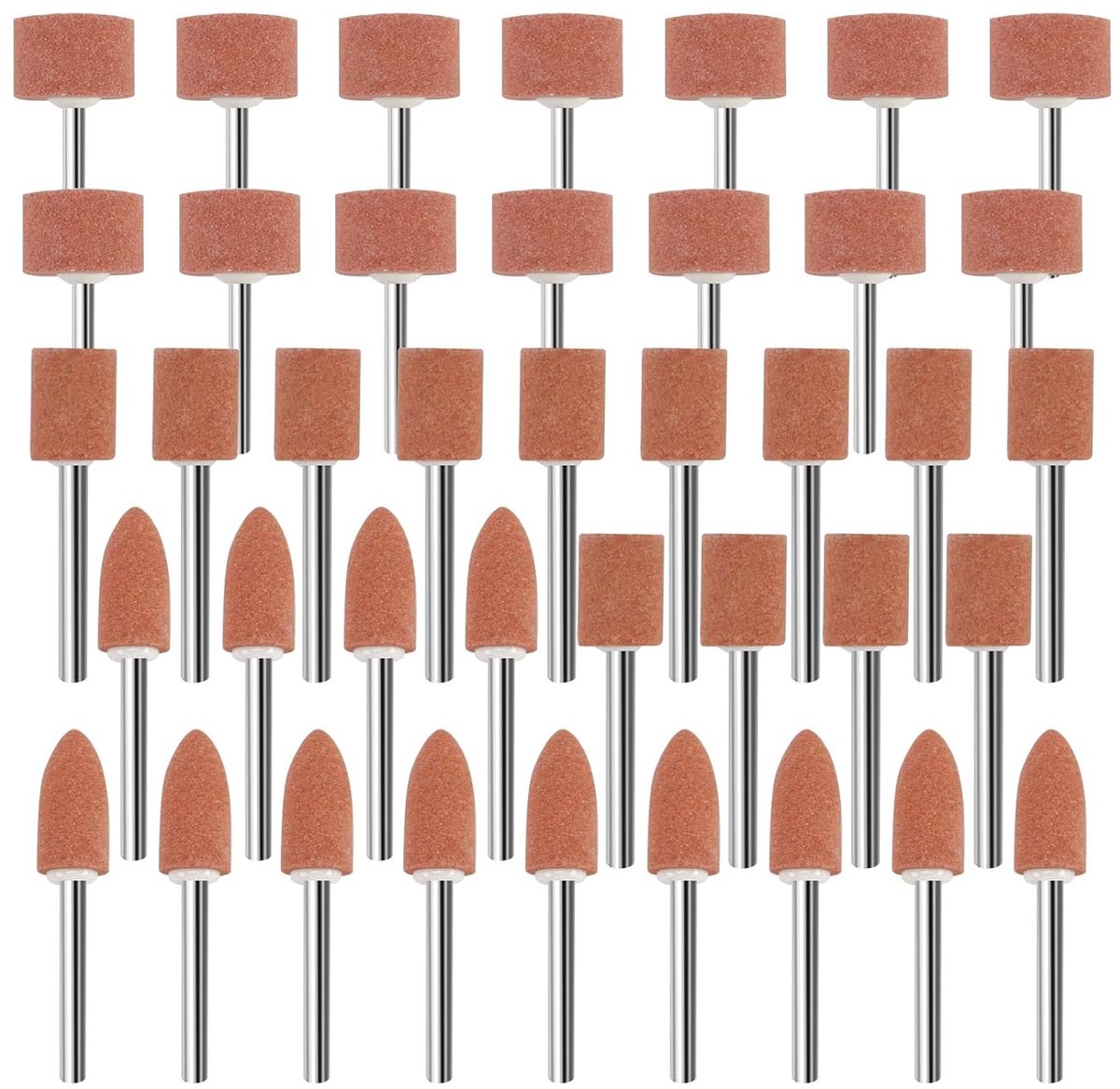 Complete Set van 42 Stuks Corundum Slijp- en Polijstpunten voor Steen, Glas en Metaal met 1/8 Inch Shank, Ideaal voor Scherpen en Polijsten van Diverse Materialen