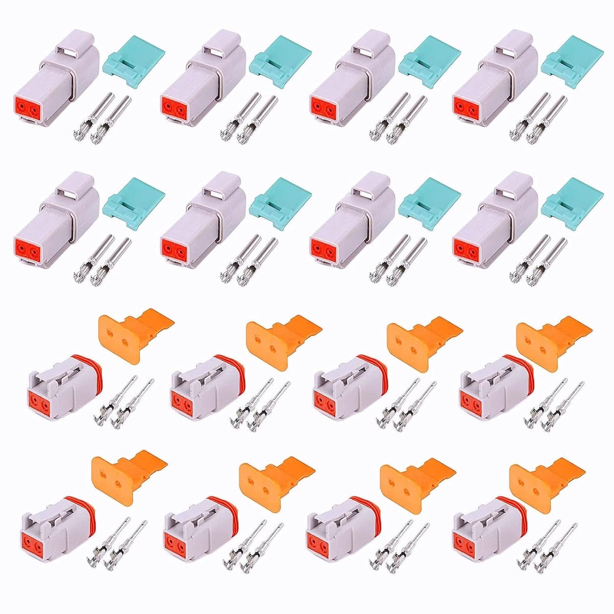 8 Sets met 2 Pin, Grijs, Waterdichte Elektrische Kabelconnector, Verbinder voor Auto, Motor en Vrachtwagen, Geschikt voor 22-18 AWG