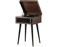 SNJY® Platenspeler Bluetooth - Platenspeler met Speakers - CD Speler - Met Standaard - 3 Snelheden - Espresso Bruin
