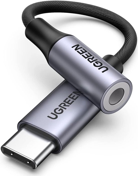 UGREEN USB-C naar 3.5mm Jack adapter met DAC chip, ruisonderdrukking, nylon kabel, voor Samsung Galaxy en USB-C apparaten