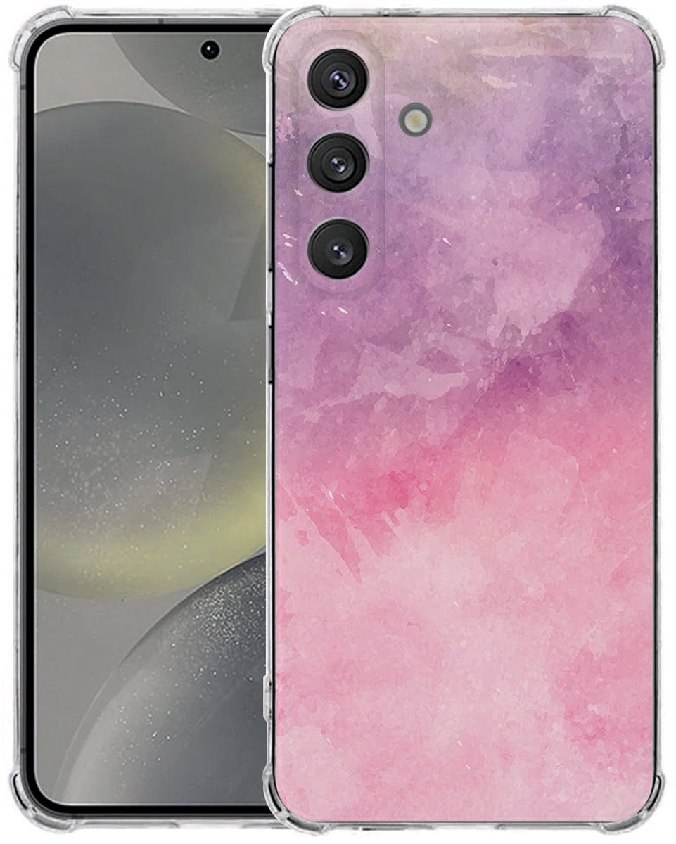Softcase Samsung Galaxy S25 FE Hoesje - Pink Purple Paint TPU Antishock