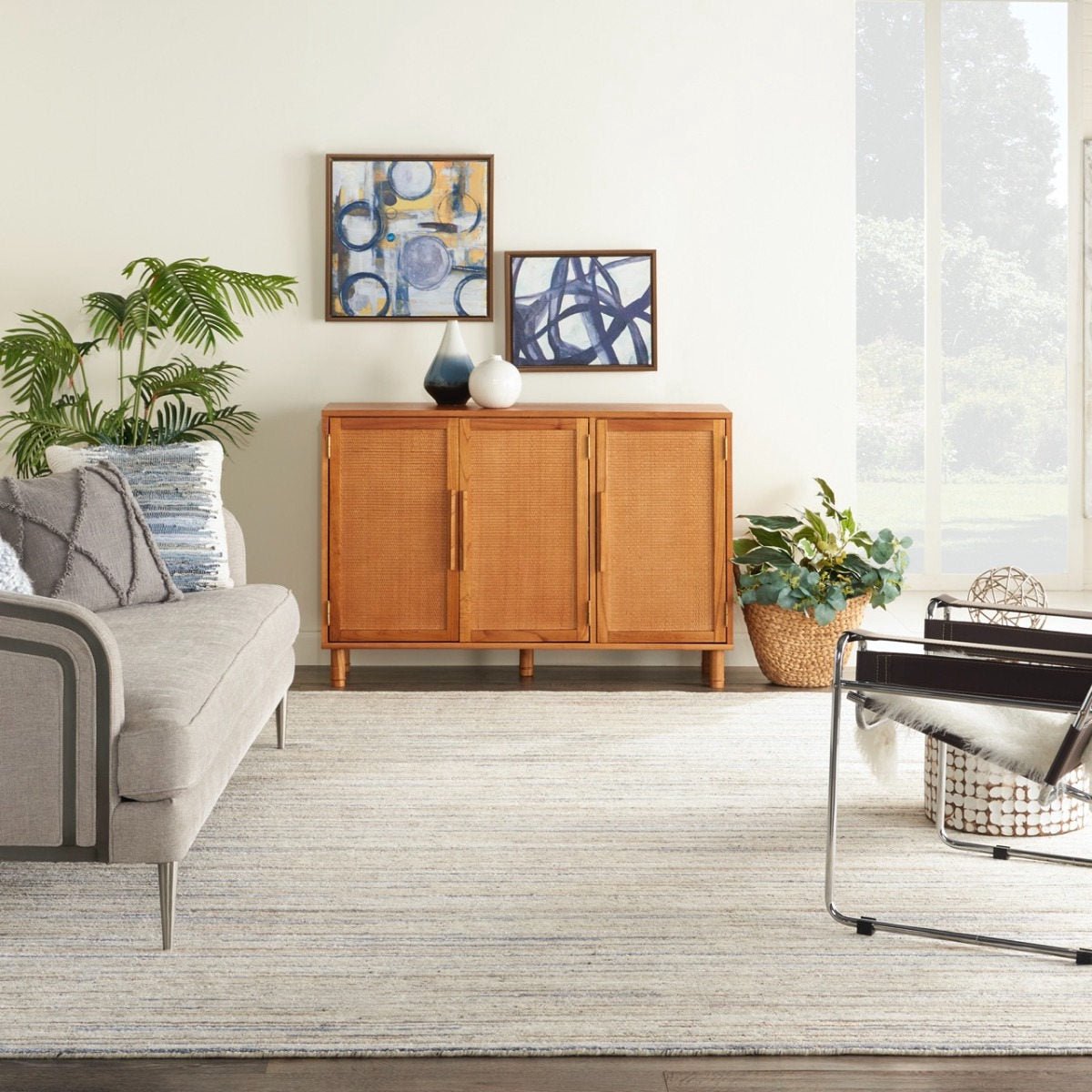 Nourison Plateau Ivory PAE01 Vloerkleed - 236 x 297 cm - Ivoor - Rechthoekig - Wol - Eetkamer, Woonkamer - Strepen, Schakering - Modern