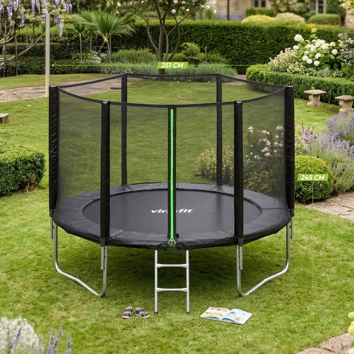 VirtuFit Trampoline met Veiligheidsnet - 183 cm - Inclusief Gratis Trap - Extra Veilig - UV- en Weerbestendig - Voor Kinderen en Volwassenen - Zwart — afbeelding 8