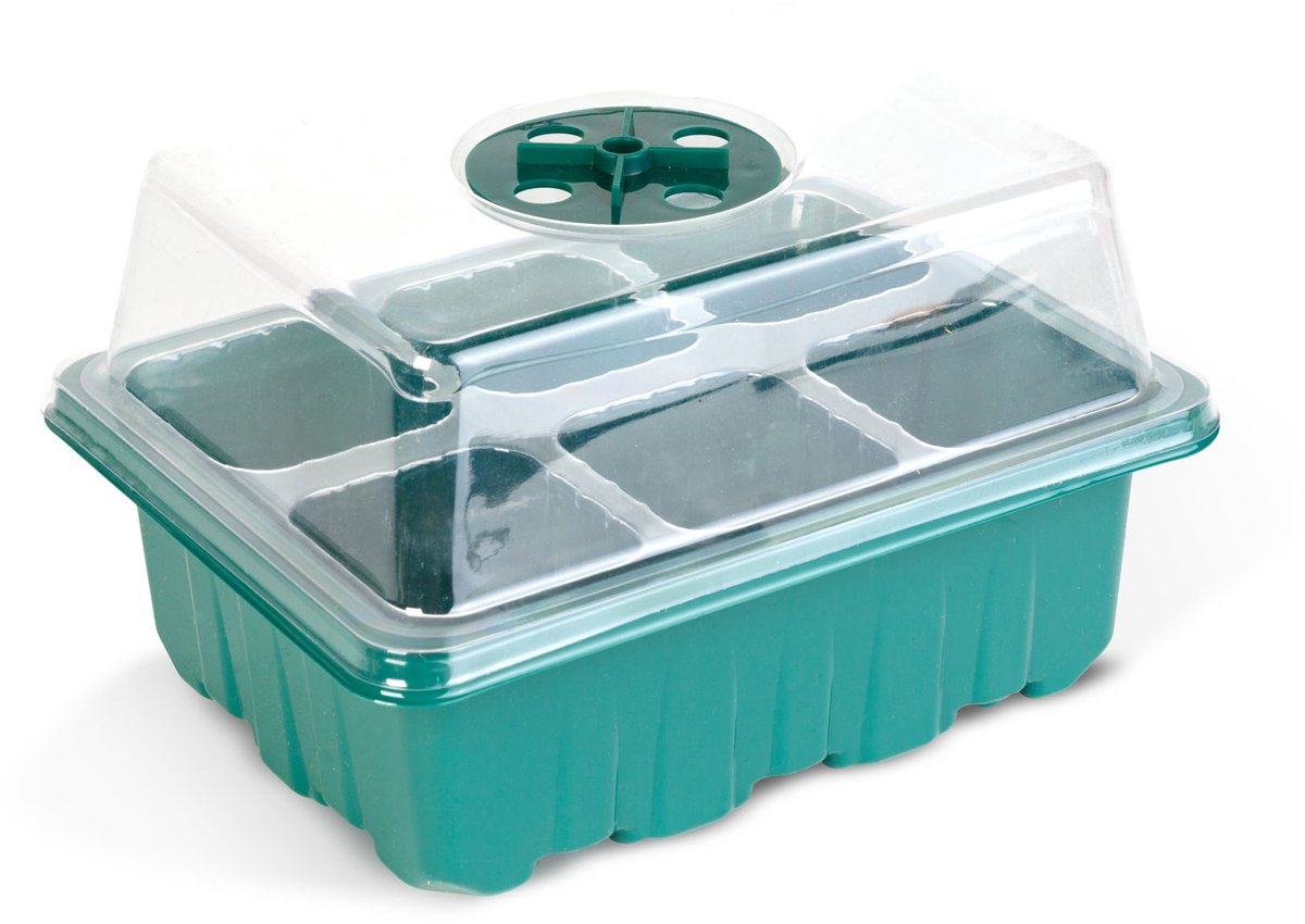 Kweekbakje Met Deksel 6 Vakken - Mini Kweekkas Met Ventilatie - Zaaibak Propagator Voor Zaailingen En Stekken - Kweekset Binnen - 18,5 x 14,5 x 11 cm - 18,5 x 14,5 x 11 cm 1 Stuks [11983]