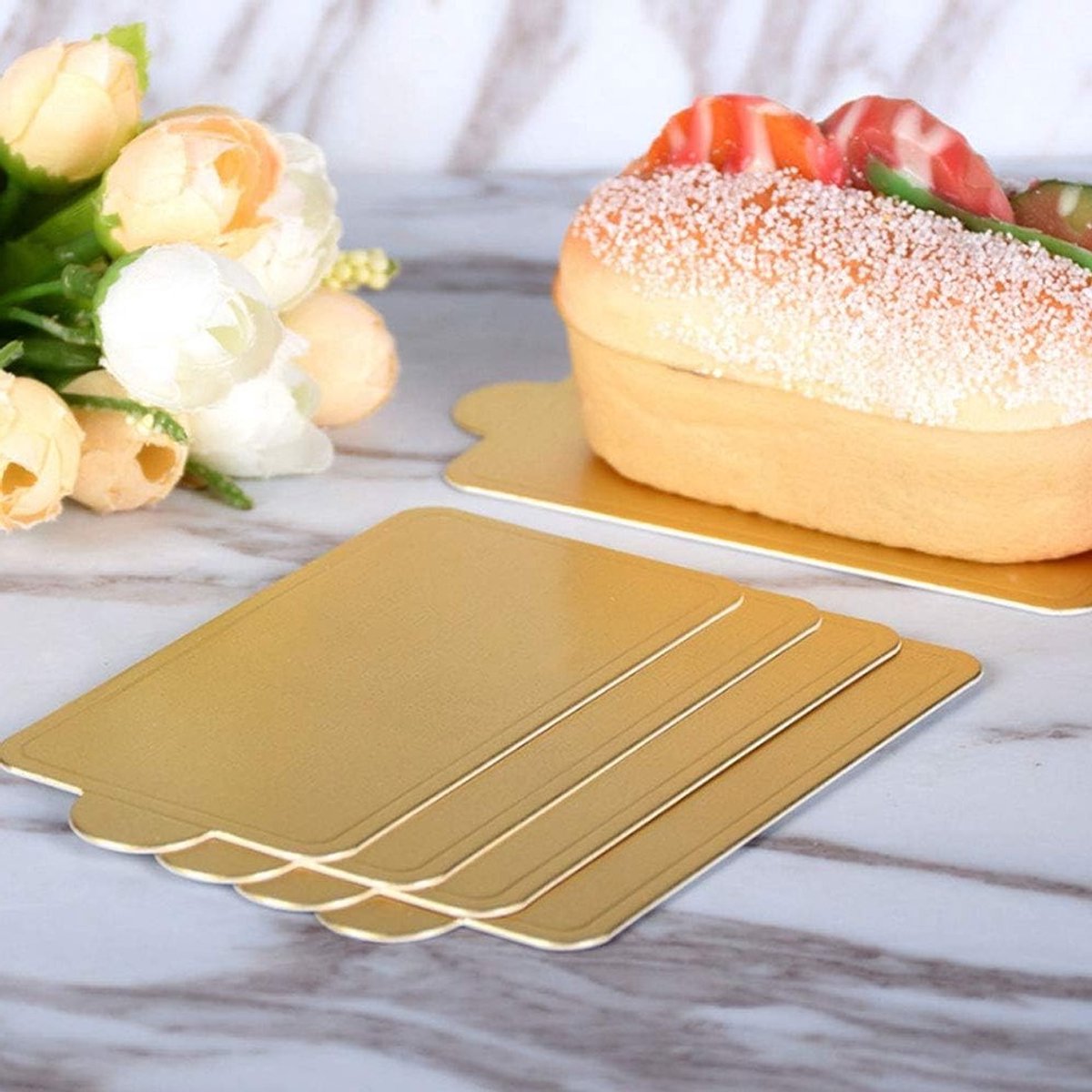 Rectangular Mousse Cake Board 300Pcs - Gouden Dessert Plate Basis voor Taart, Cupcakes en Gebak - Perfect voor Feesten, Bruiloften en Restaurants