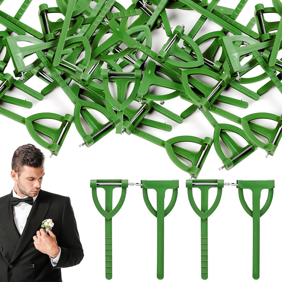 Triangulaire Broche Veiligheidsclips - 30 Stuks Groene Broche Spelden voor DIY, Corset Houder en Bruidsboeket Accessoires