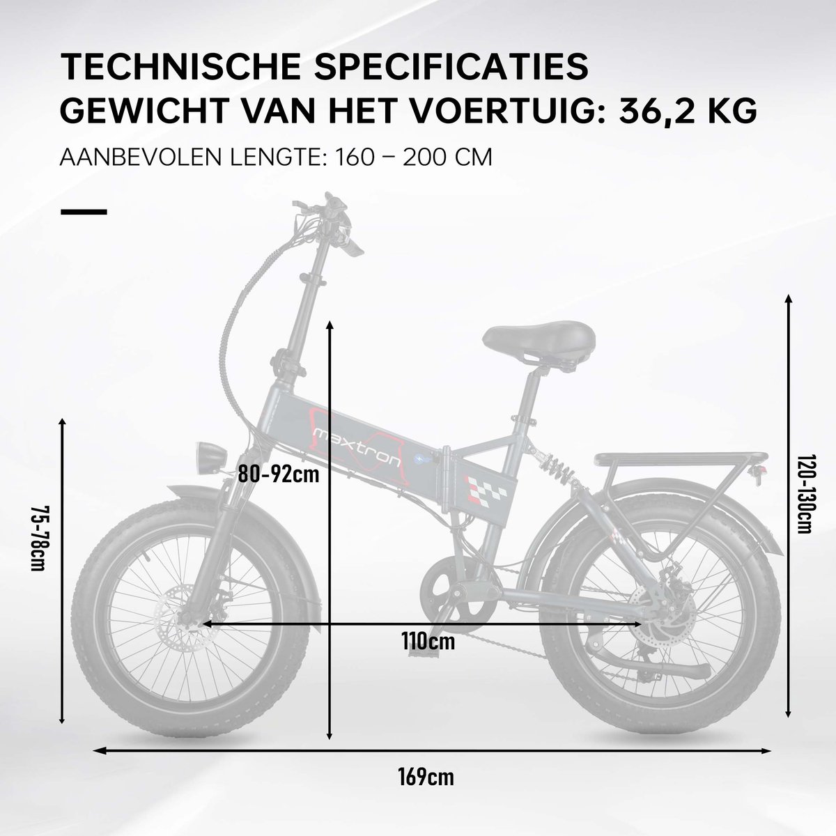 vankel Polaris Elektrische Fiets – Opvouwbare E-bike – 20×4.0 Inch Fatbike – 48V 13Ah Accu – Actieradius tot 45 km – Mechanische Schijfremmen – Stadsfiets – Max. Belastbaar 120 kg – Grijs – foto 7