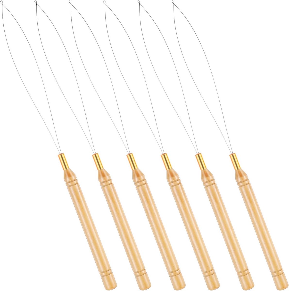 Set van 6 Baardkralen en Haakgereedschap voor Haarextensions, Naaigerei en Haaraccessoires