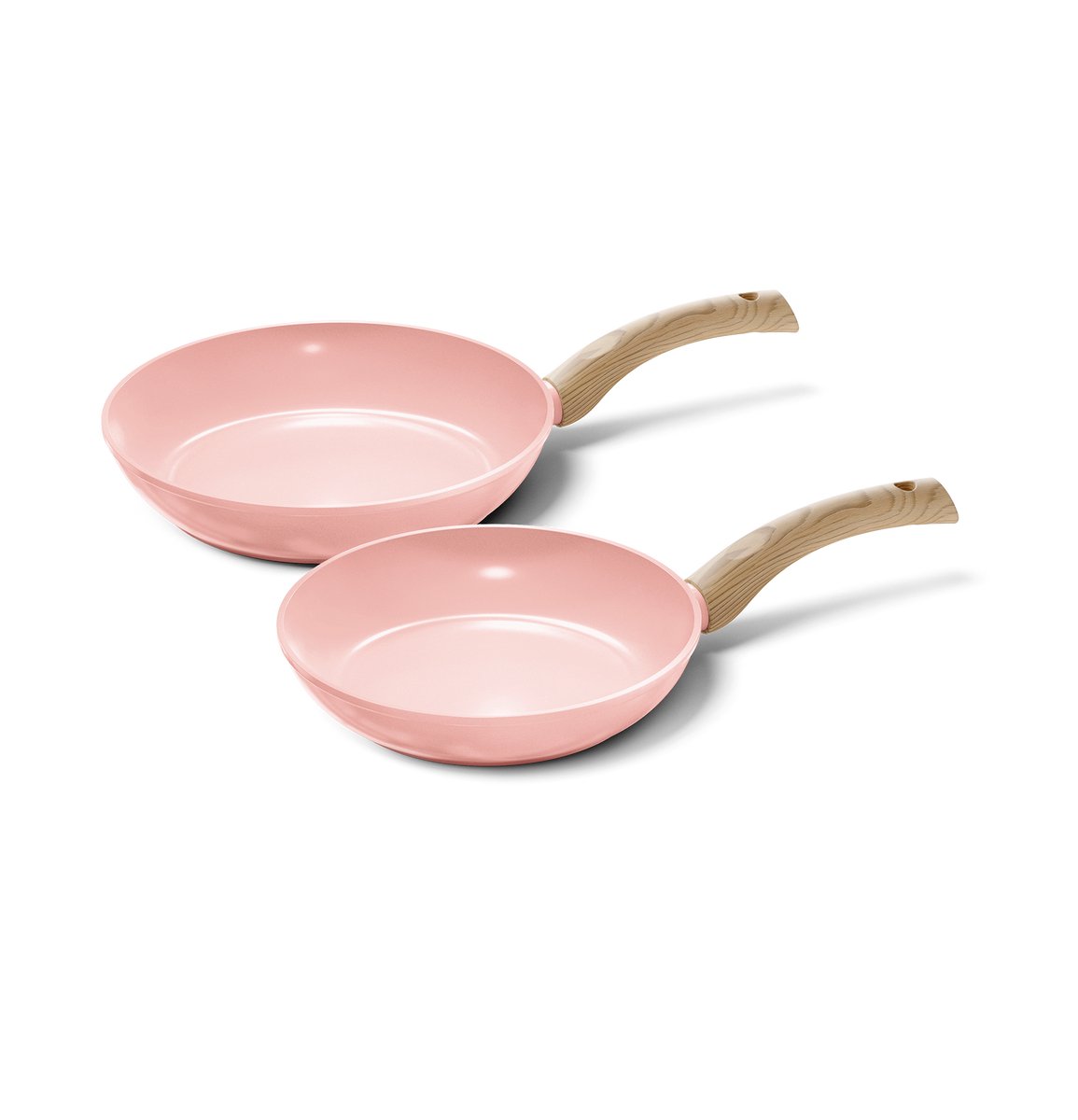 Cook & Pan - Koekenpannenset 2-delig - PFAS vrij - Inductie Keramisch - Non stick - 7 jaar garantie - Roze