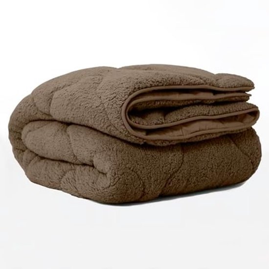Tweepersoons Dekbed - Zachte Teddy Stof - Bruin - 200x200 cm - Wasbaar