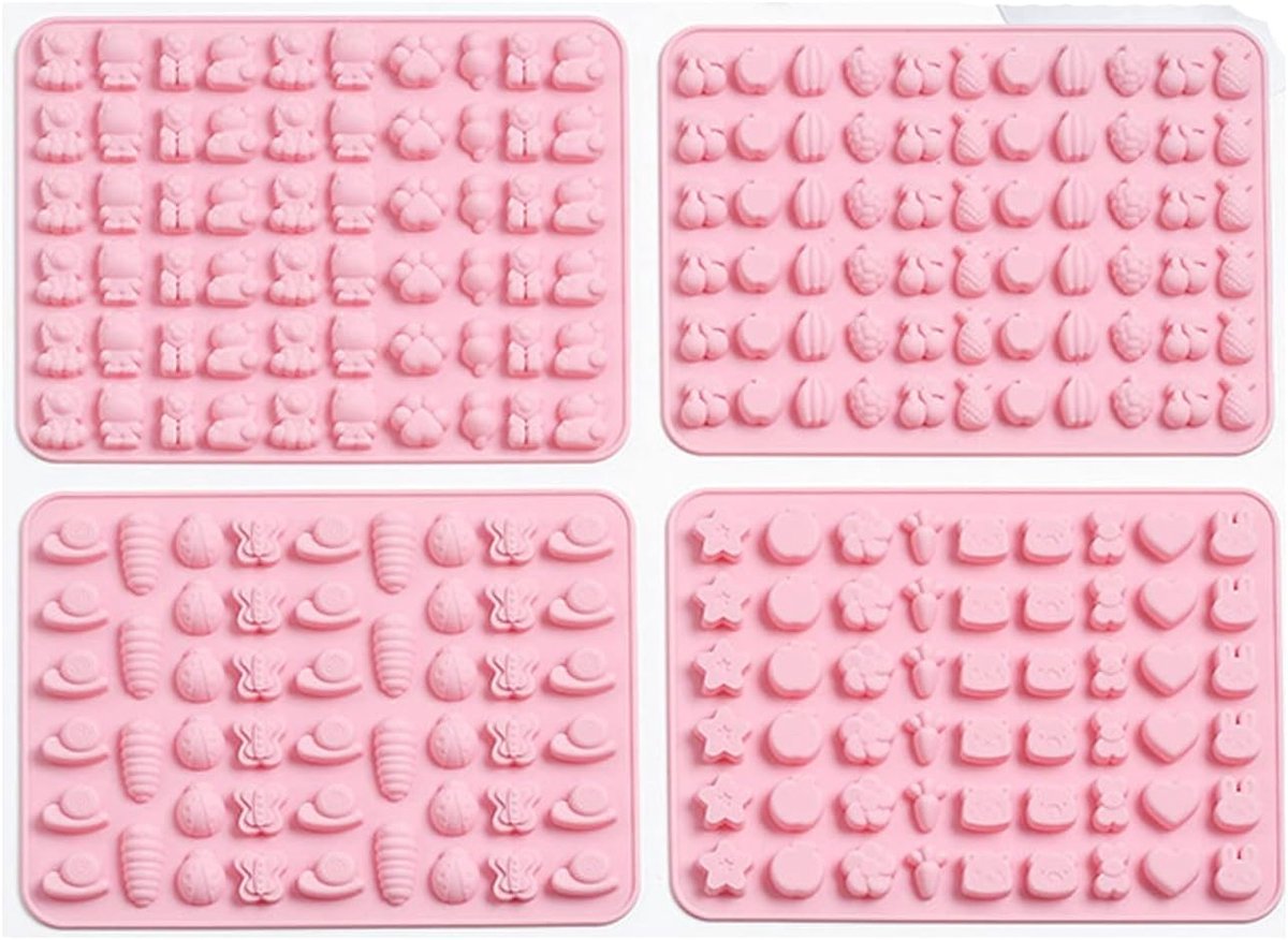 Siliconen Gummy Vormen Set van 4 - Gummy Bear, Zeewezen en Fondant Vormen voor Chocolade Creaties