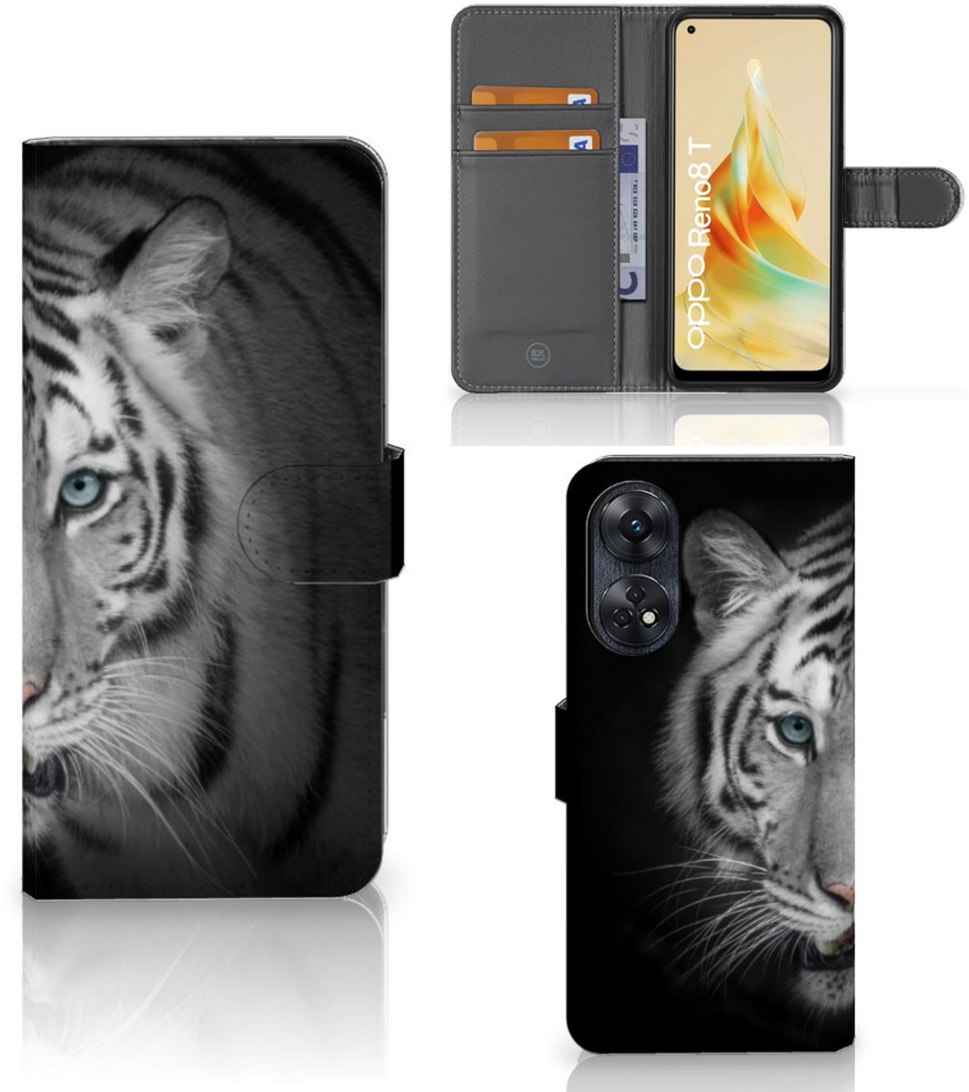 OPPO Reno8 T 4G Telefoonhoesje met Pasjes Tijger