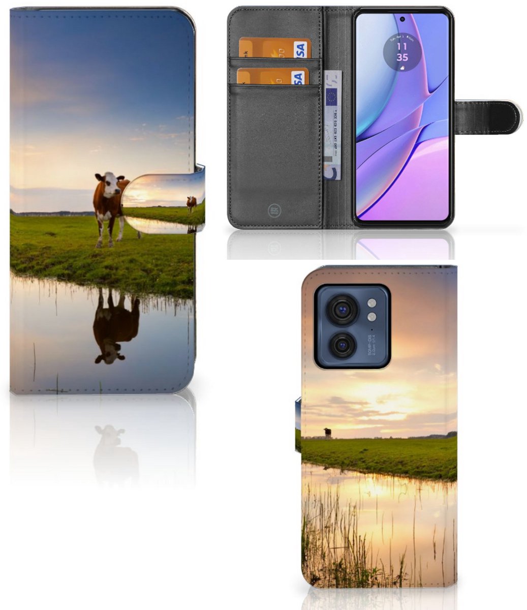 Motorola Edge 40 Telefoonhoesje met Pasjes Koe