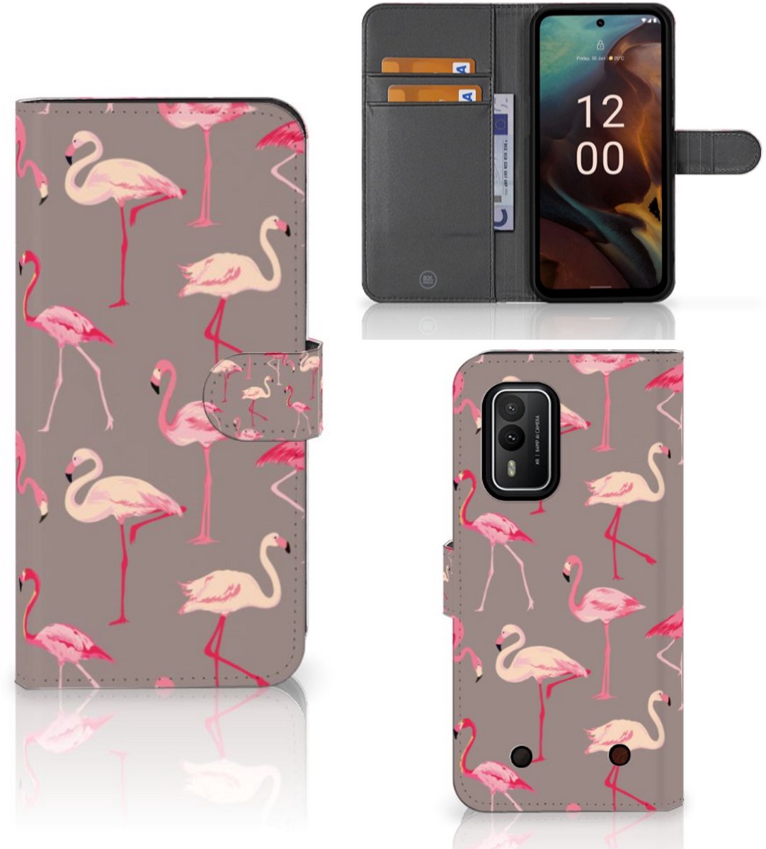 Nokia XR21 Telefoonhoesje met Pasjes Flamingo