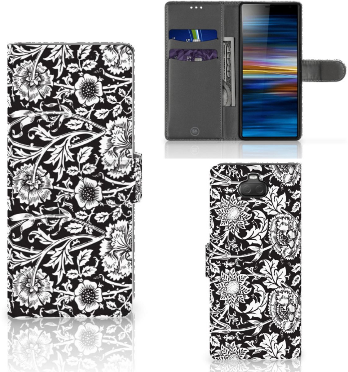 Sony Xperia 10 Hoesje Black Flowers