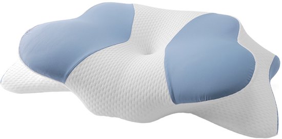 Vlinderkussen - Hoofdkussen Nekklachten - Memory Foam voor Nekklachten - Ergonomisch Hoofdkussen - Memory Foam - Kussen - Geschikt voor rug-, zij- en Buikslapers - Blauw