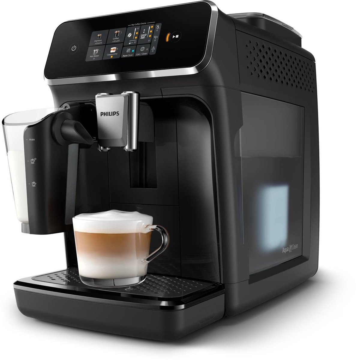 Bol.com Philips 2300 Series LatteGo EP2331/10 - Espressomachine - 3 Soorten Koffie + Heet Water - Zwart / Chroom - + AquaClean F... aanbieding