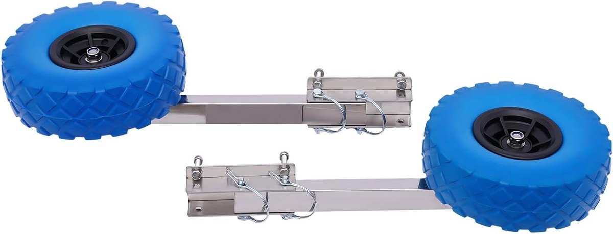Achterwielen Boot - Transportwielen Rubberboot - Boot Verplaatsen - Roestvrij Staal Frame - 25 cm Banden - Blauw