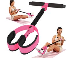 Upgrade Multi-functionele Pedaal Weerstandsband met Handvat - Verdikte Latex & Schuimvoetpedaal - voor Buik, Armen, Benen, Core Training & Fysiotherapie - Roze- 1 Stuk