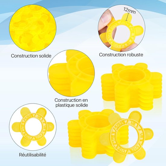 Tegelafstandhouders Set - Voegklemmen Clips - Nauwkeurig Tegels Plaatsen - 6 Maten in 1 - 100 stuks - Geel — afbeelding 3