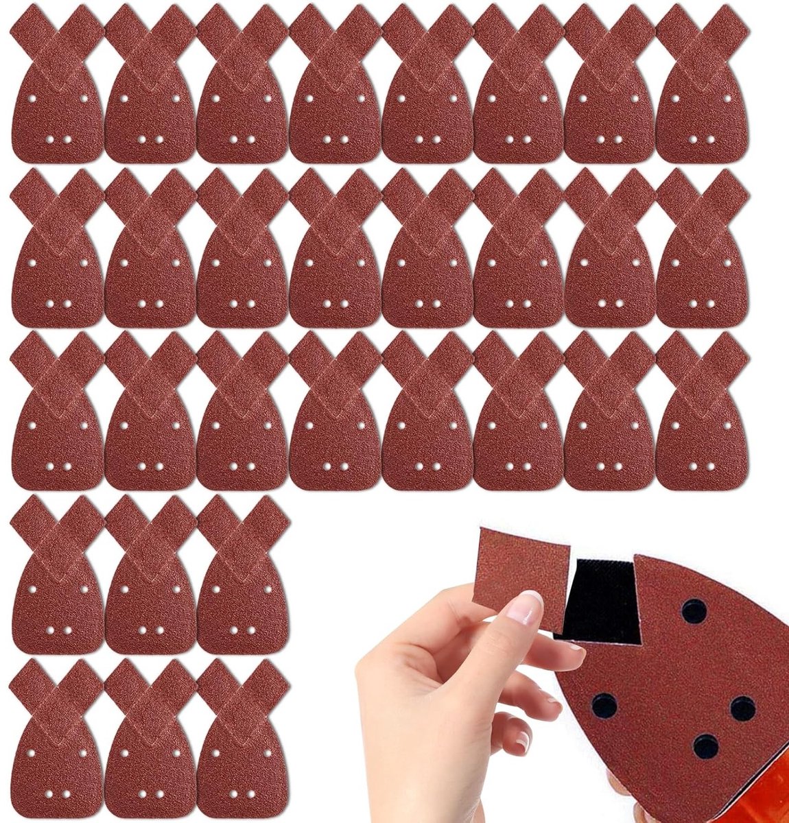 30 Stuks Schuurpapier voor Muisschuurmachines, Grit 40 Detail Schuurvellen, Driehoekige Schuurpads en Accessoires voor Precisie Schuren