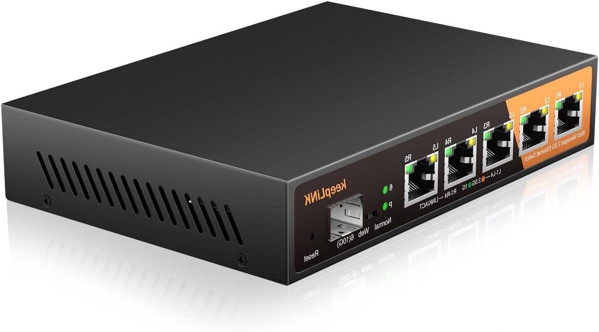 Ethernet Switch - Netwerk Switch - Netwerk Beheer - Fanless Metaalhuisvesting - 6 Poorten - Zilver