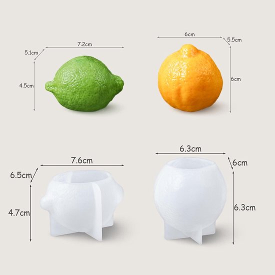Citroen Gietvormen - Fruit Mallen - Zomer Decoratie - 3D Fruit Design - 2 Stuks - Geel — afbeelding 3