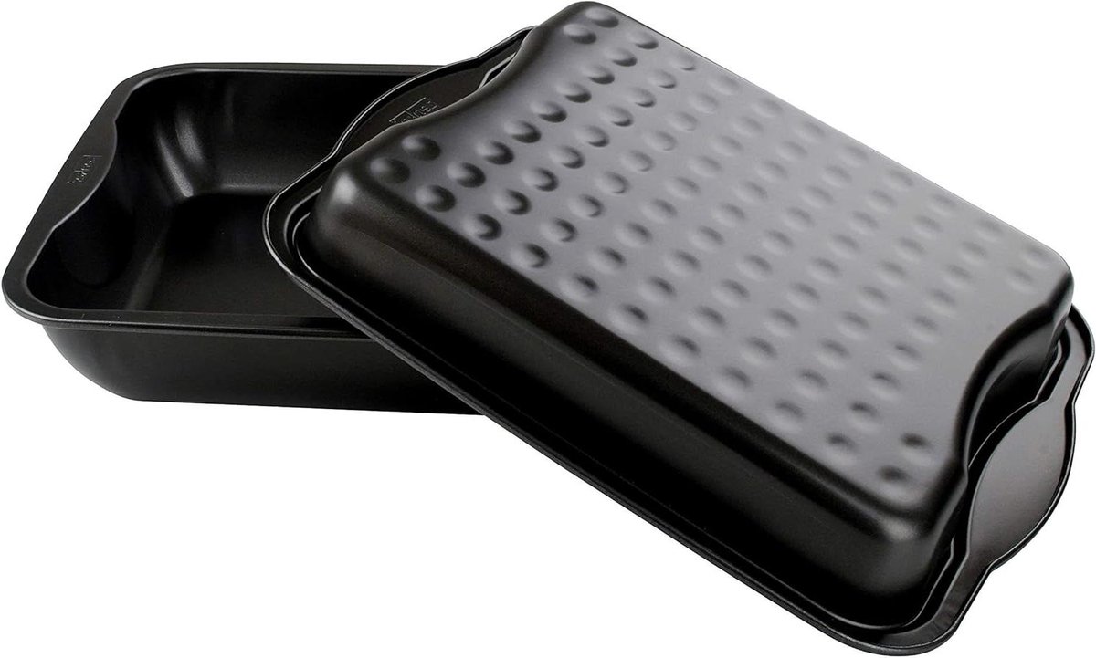 Ovenschaal met deksel - XXL braadpan - Lekker koken - Druppelsysteem deksel - 42 x 34 cm - Zwart